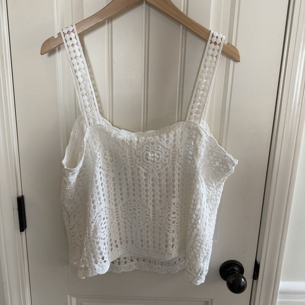 NWT La Blanca Resort Wear Waverly Covers Over The Shoulder Tank Top Ivory Size L - Picture 10 of 10